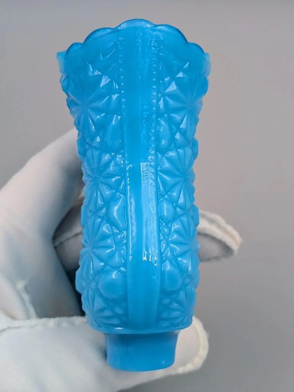 Vintage Fenton Turquoise Blue Victorian Style Glass Boot Figurine